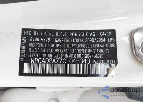 2012 Porsche Panamera Hybrid S из США, поврежденный, VIN WP0AD2A77CL045343